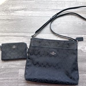 Coach Black Crossbody and Matching Wristlet